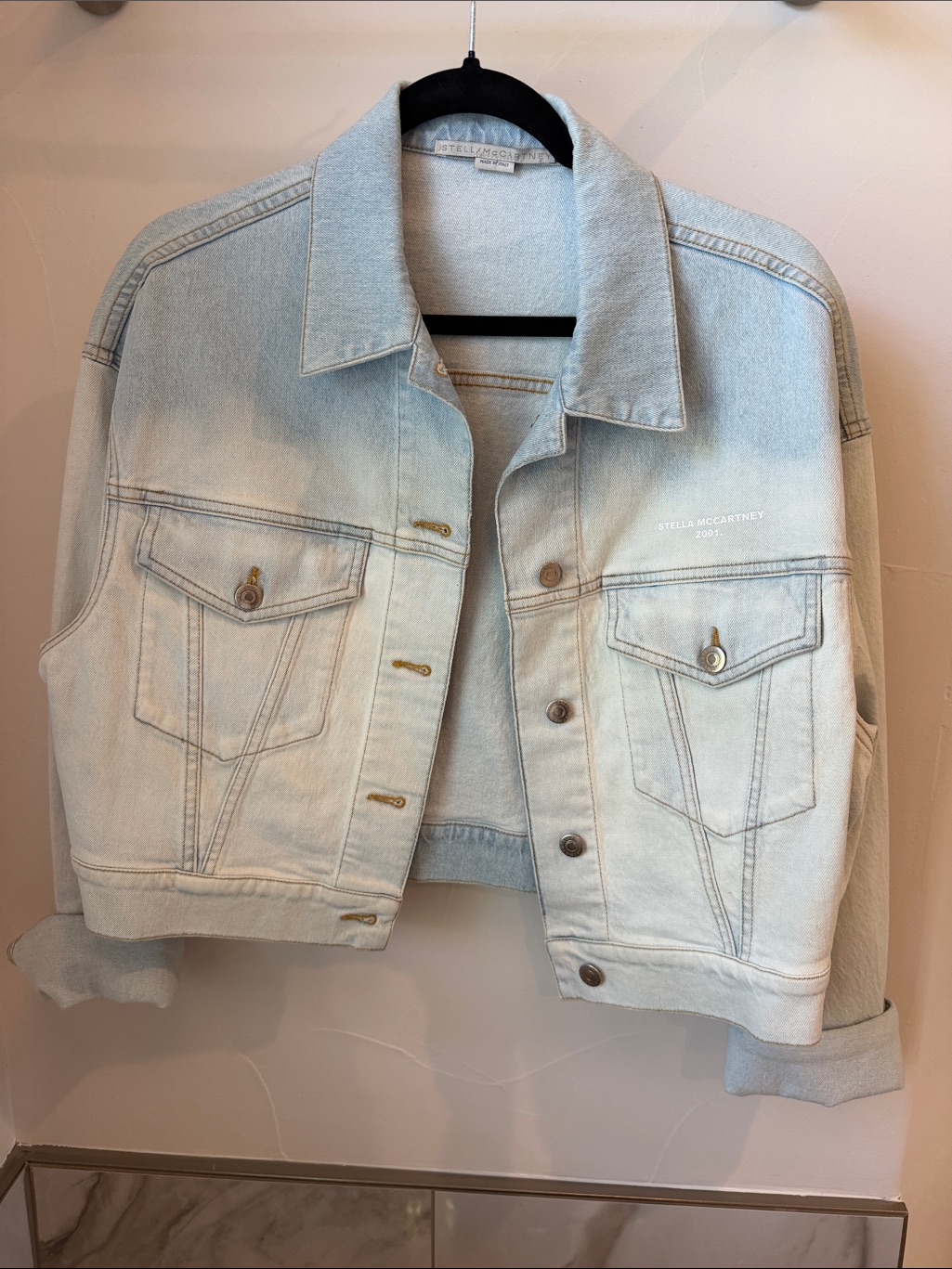 Stella Mccartney Pale Blue Cropped Denim Jacket